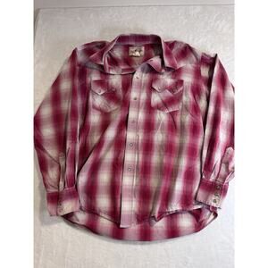 Wrangler Red Pearl Snap Button Down Shirt M